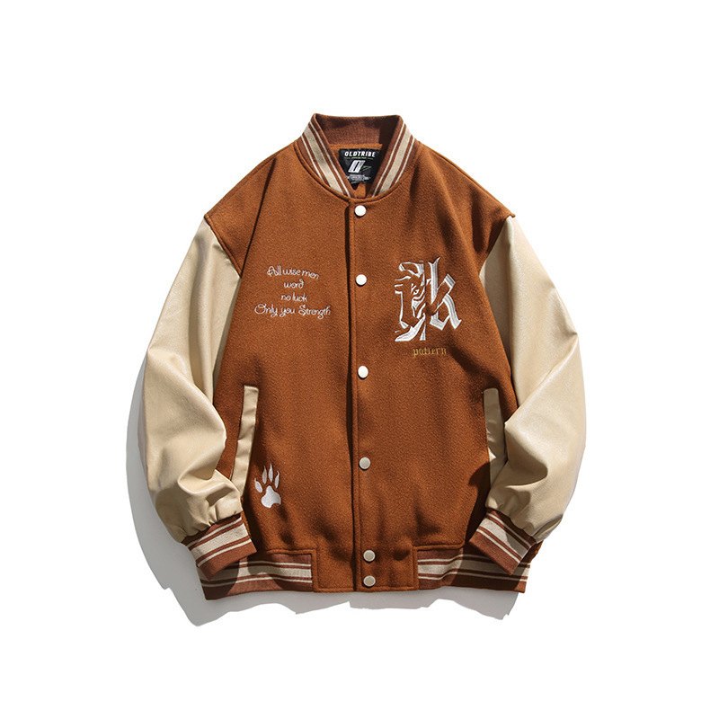 Custom Print Embroidered satin varsity jacket hombre orange varsity jacket