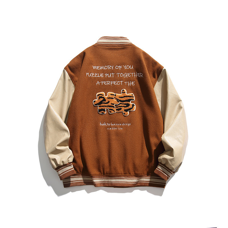 Custom Print Embroidered satin varsity jacket hombre orange varsity jacket