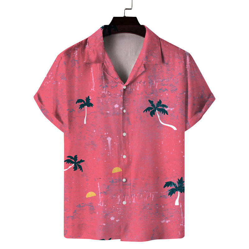 Men Aloha Summer Casual Loose Florarl Hawaiian Shirt Beach Shirts