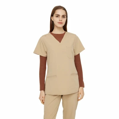 Stretchy Crew Neck Under Scrub Long Sleeve Medical Scrubs Women Top for Hospital