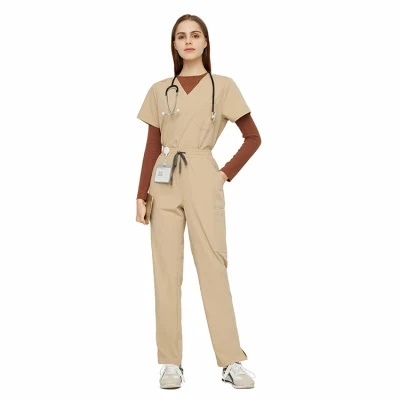 Stretchy Crew Neck Under Scrub Long Sleeve Medical Scrubs Women Top for Hospital