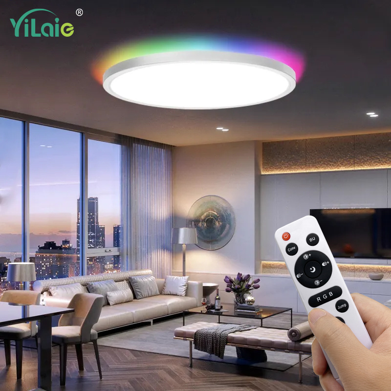 New Ultra Thin Round Stepless Dimming 3000-6500k Backlight Rgb Atmosphere Lamp Multifunction 24W RGB Ceiling Light For Home