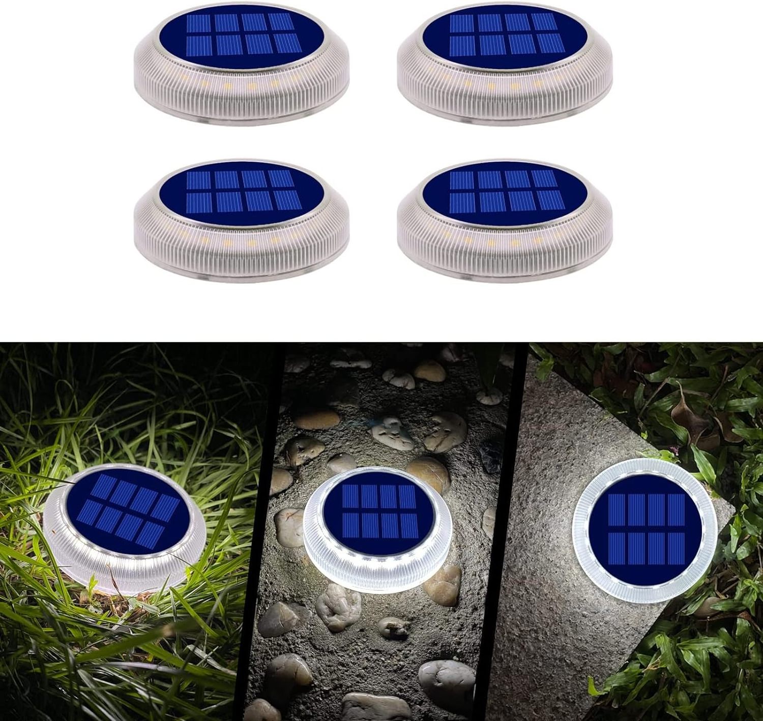 Promotion Solar Powered garden light Outdoor IP68 for Stairs Flat Solar Ground Disc Lights Auto ON OFF White Deck Light for step