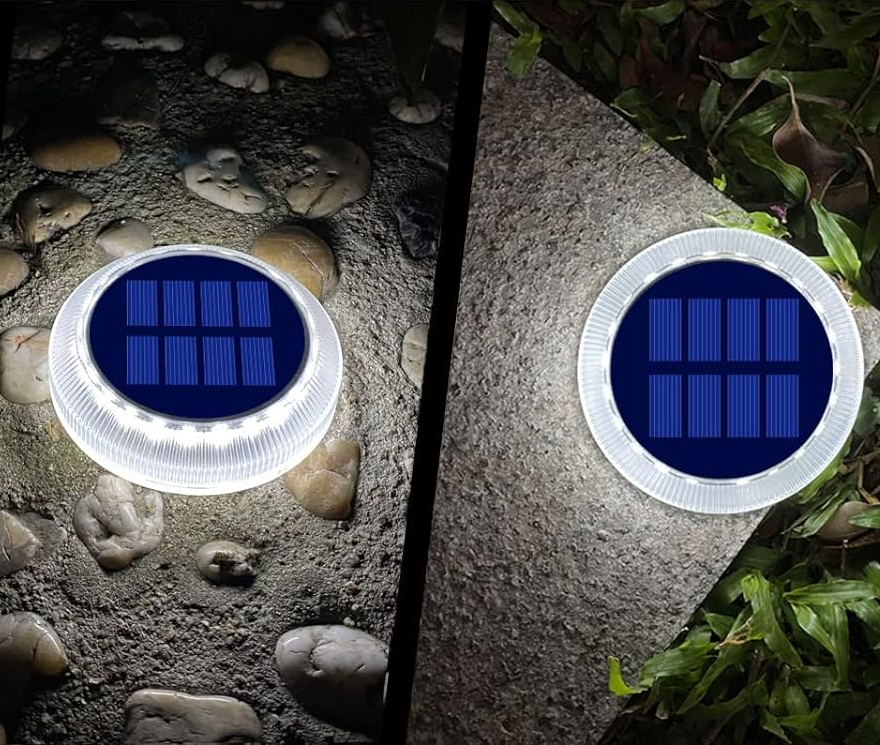 Promotion Solar Powered garden light Outdoor IP68 for Stairs Flat Solar Ground Disc Lights Auto ON OFF White Deck Light for step