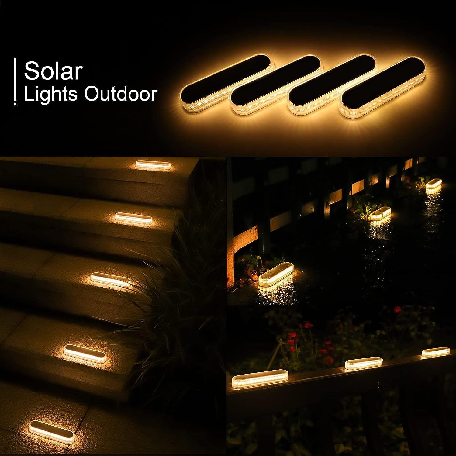 Best selling waterproof garden solar fence lights outdoor yard deck light led step patio lights stair solar lamp for decoration