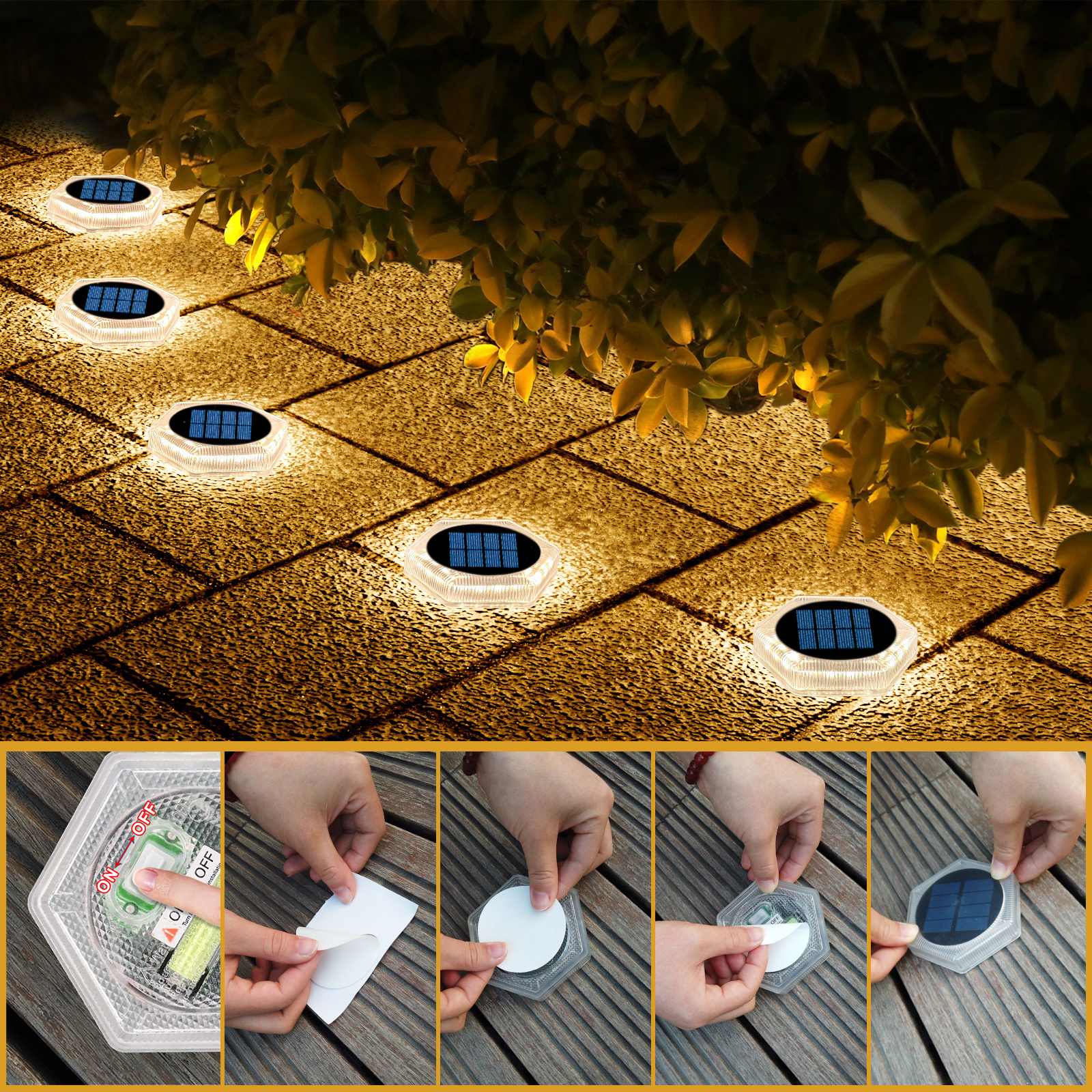 Yilaie Private Outdoor IP68 Pathway Yard Driveway Step lamp Solar Post Lights Decor  ABS Solar LED Deck fence Lights for Garden