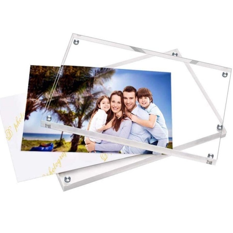 A6 Desktop Display Magnet Clear Transparent Frameless Acrylic Sandwich Block Picture Frame