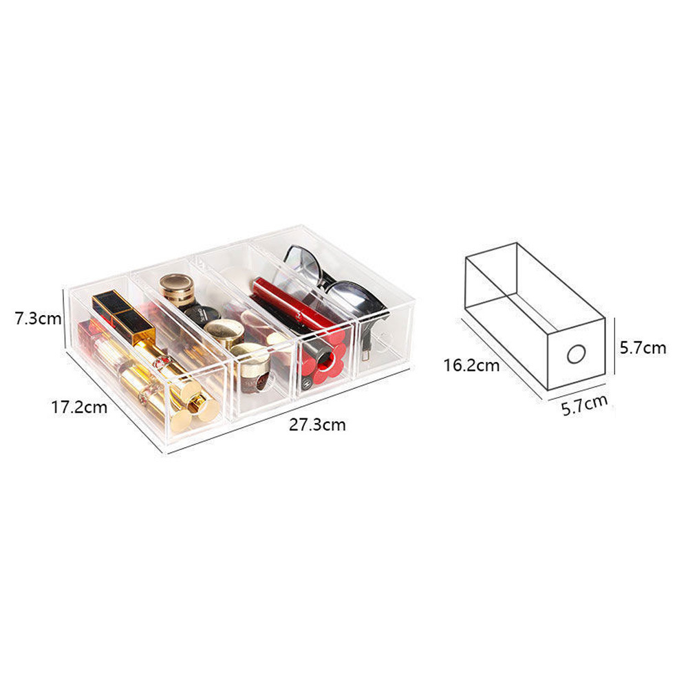 4 Segments Stack-able Cosmetic Clear Acrylic Makeup Organizer with Drawers