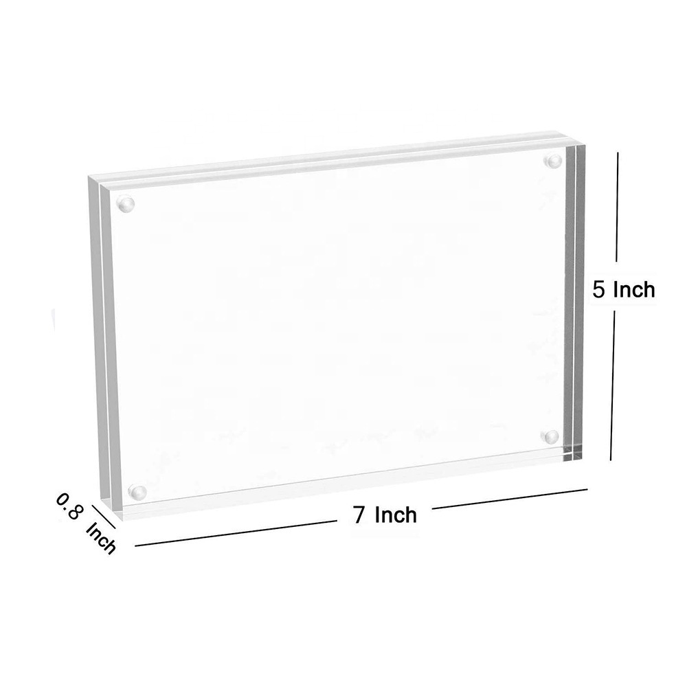 5x7 Freestanding Magnetic Transparent Clear Acrylic Sandwich Photo Frame for Desktop Display