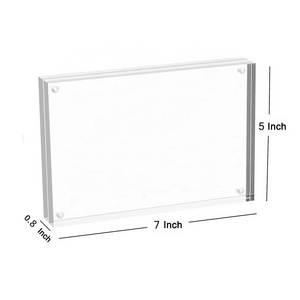 5x7 Freestanding Magnetic Transparent Clear Acrylic Sandwich Photo Frame for Desktop Display