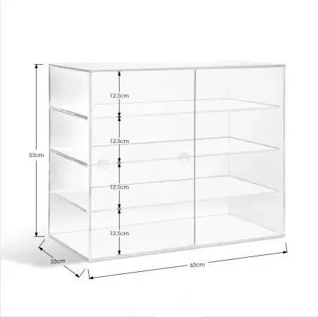 Custom 4 Tier Clear Display Cabinet Clear Food Box Acrylic Cake Bread Display Cases