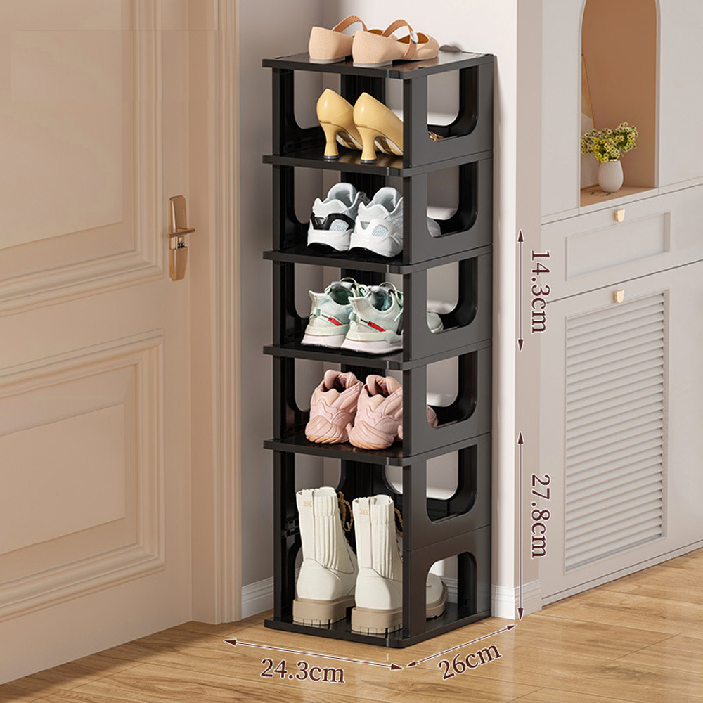 Solid Stackable Shoe Cabinet Plastic Shoes Shelves Stand Rack Storage Door Entrance Organizer