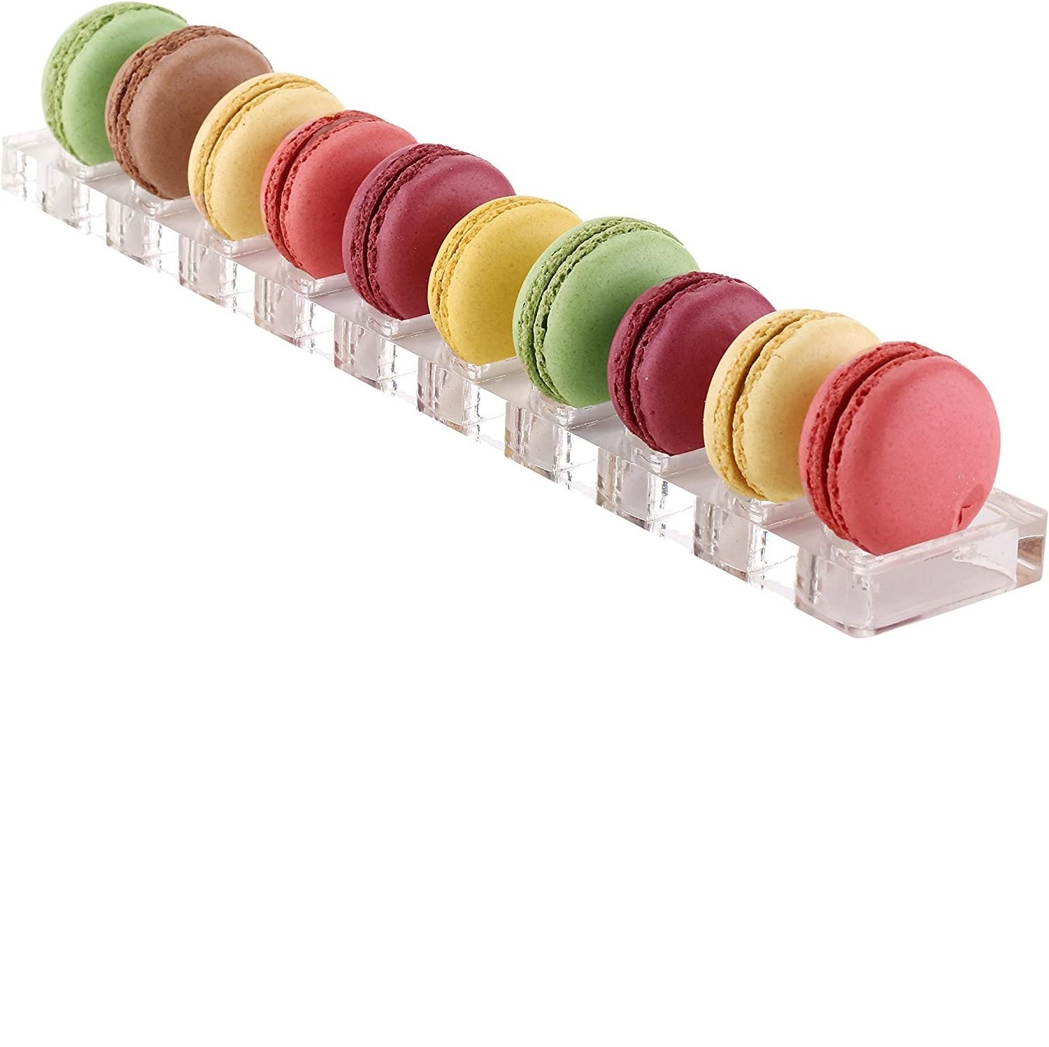 6 Holes White Acrylic Cookie Organizing Stand Grooved Macaron Display Trays for Cake Shop