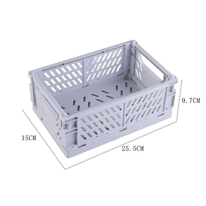 Foldable Crate Stackable Kitchen Sundries Storage Box Plastic Basket Tray Organizer