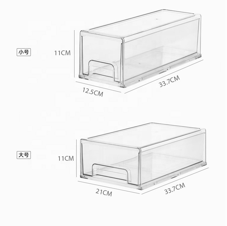 Transparent Plastic PET Stackable Storage Box Set Refrigerator Drawer Bins Fridge Organizer