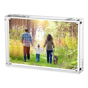 A6 Desktop Display Magnet Clear Transparent Frameless Acrylic Sandwich Block Picture Frame