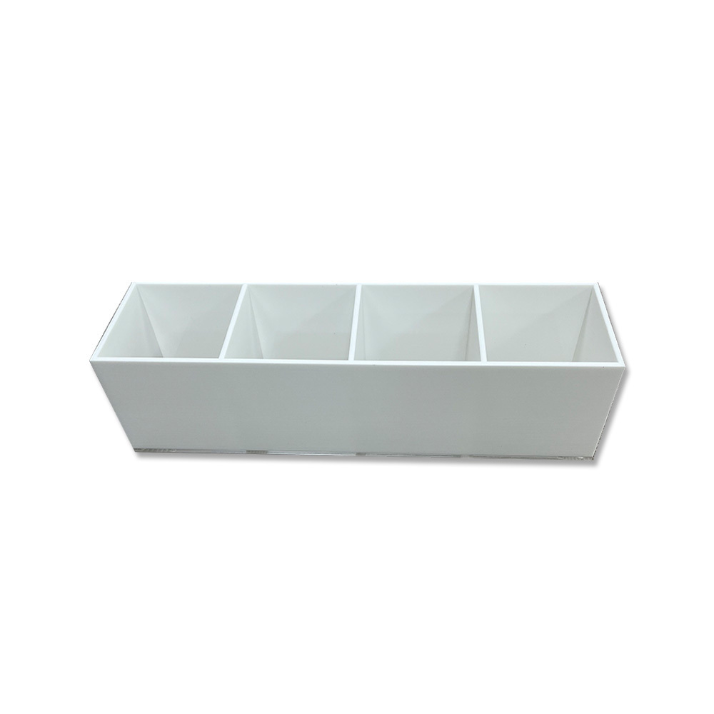 White  Rectangular 4 Compartment White Acrylic Tray with Dividers