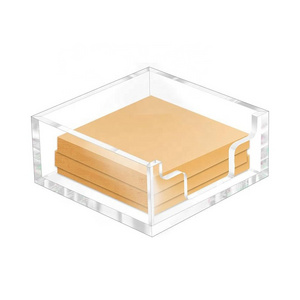 Durable Square Clear Memo Sheets Organizer Acrylic Notepad Box for Desk Accessories