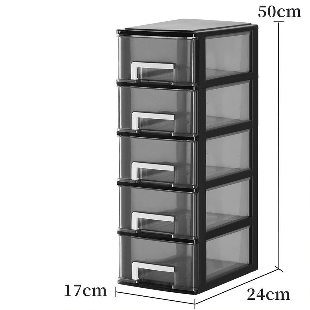 Black 5-drawer 5 Tier Door Multipurpose Storage Drawer Plastic Organizer Cabinet Tower