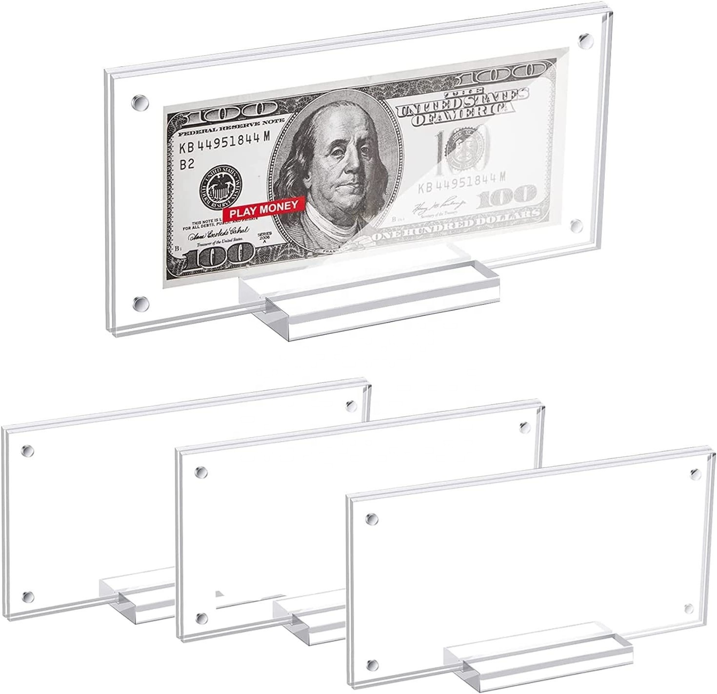 Acrylic Single Bank Note Frame Plastic Money Dollar Display Holder for Banknote