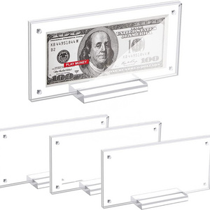 Acrylic Single Bank Note Frame Plastic Money Dollar Display Holder for Banknote