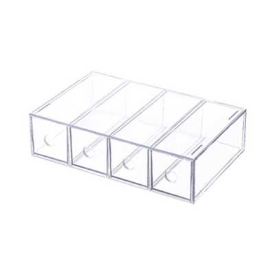 4 Segments Stack-able Cosmetic Clear Acrylic Makeup Organizer with Drawers