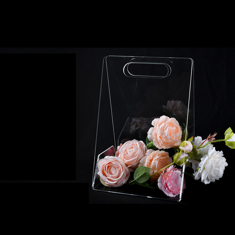 Elegant Portable Transparent Acrylic Flower Box Clear Bouquet Bags for Gift Box