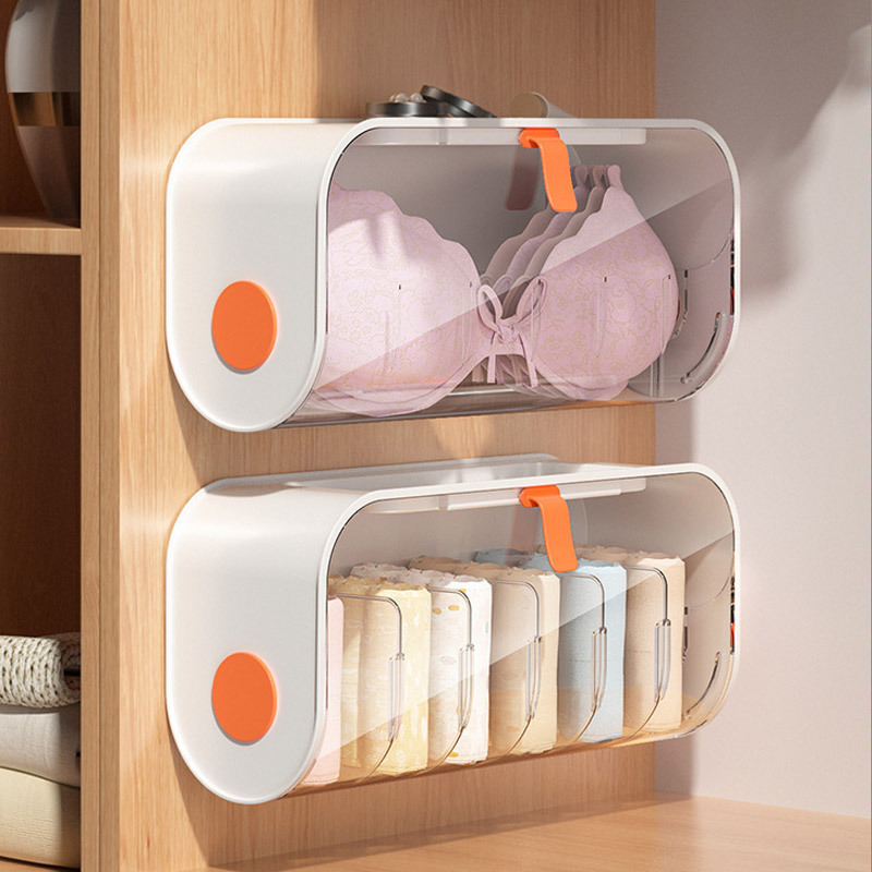 Adjustable Wall Mounted Plastic Organizer Underwear Organizer Storage Box with Dividers