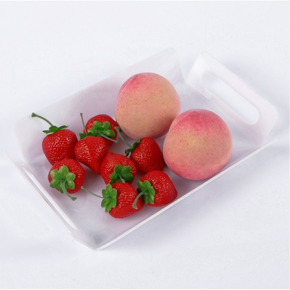 Factory Wholesale Modern Stylish Small Acrylic Fruit Serving Tray with Handles