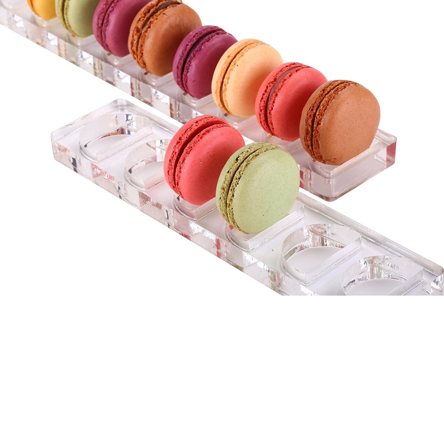 6 Holes White Acrylic Cookie Organizing Stand Grooved Macaron Display Trays for Cake Shop