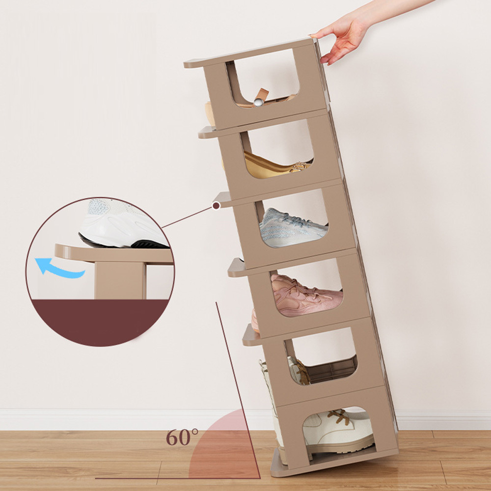 Solid Stackable Shoe Cabinet Plastic Shoes Shelves Stand Rack Storage Door Entrance Organizer