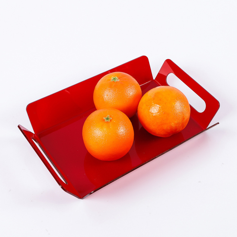 Factory Wholesale Modern Stylish Small Acrylic Fruit Serving Tray with Handles