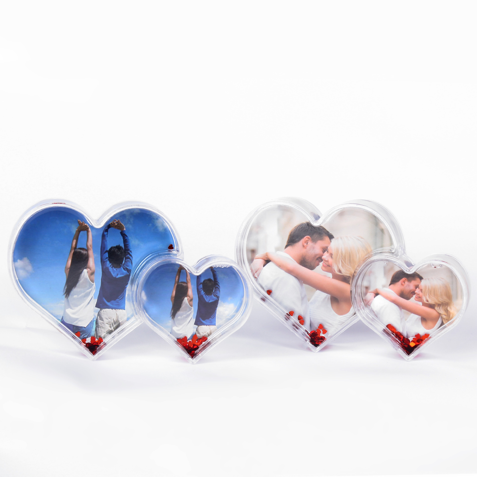 Custom Birthday Gifts Acrylic Water Globe Heart Round Star Acr Shaped Photo Frame with Glitter