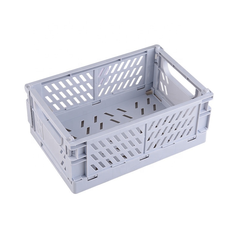 Foldable Crate Stackable Kitchen Sundries Storage Box Plastic Basket Tray Organizer