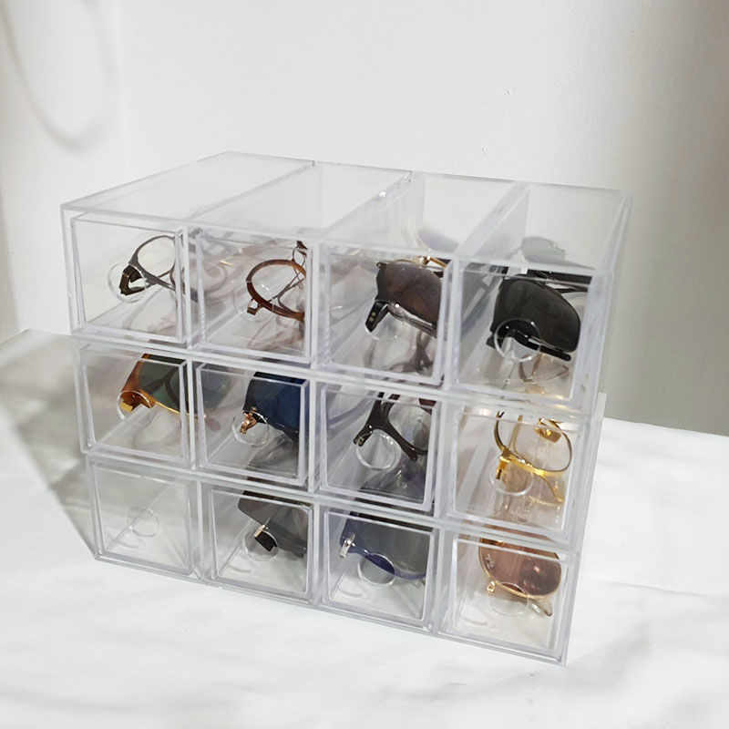 4 Segments Stack-able Cosmetic Clear Acrylic Makeup Organizer with Drawers