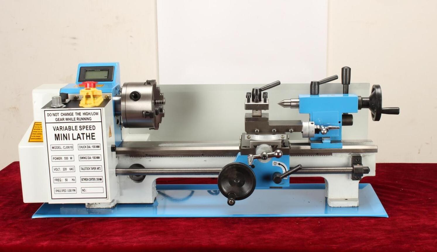 hobby mini lathe 7x14 metal gear household small bench lathe BHC0618 spindle bore 32mm  550W factory directly sell