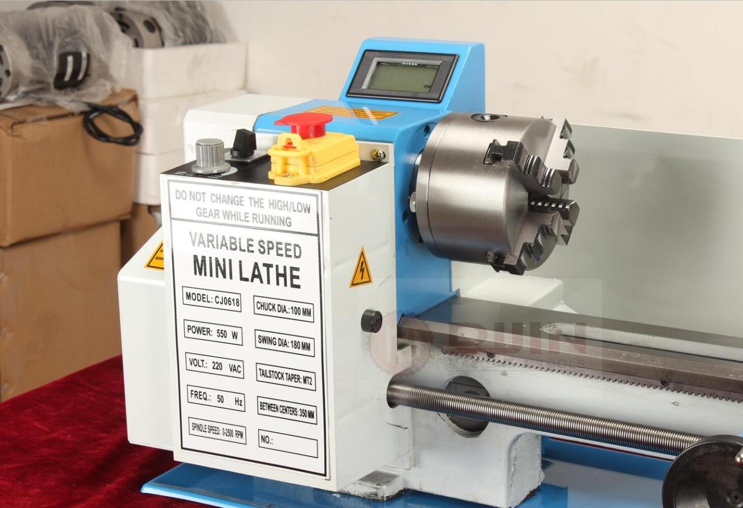 hobby mini lathe 7x14 metal gear household small bench lathe BHC0618 spindle bore 32mm  550W factory directly sell