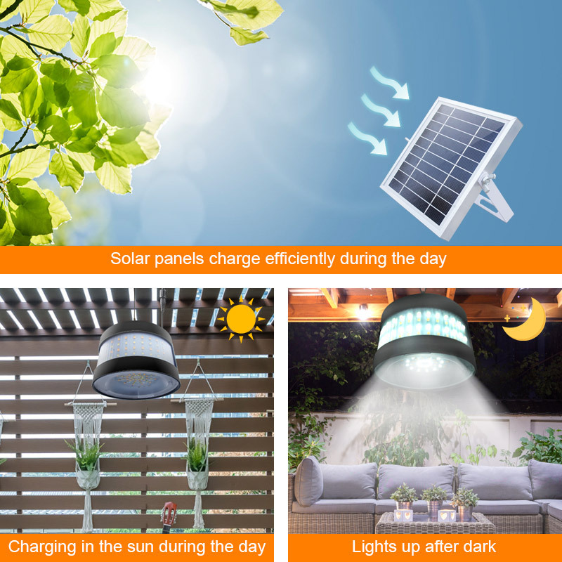 Dusk to Dawn Outdoor Solar Pendant Lights Led Remote Control Hanging Shed Lamp For  Patio Yard Porch Balcony Storage Room Coop