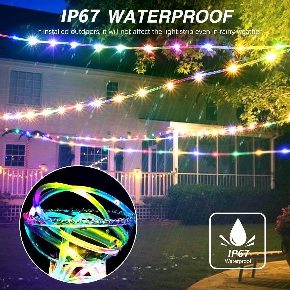 LED Rope Lights Outdoor String Lights Battery Powered with Remote Control, 8 Modes Color Changing Waterproof LED Strip Lights