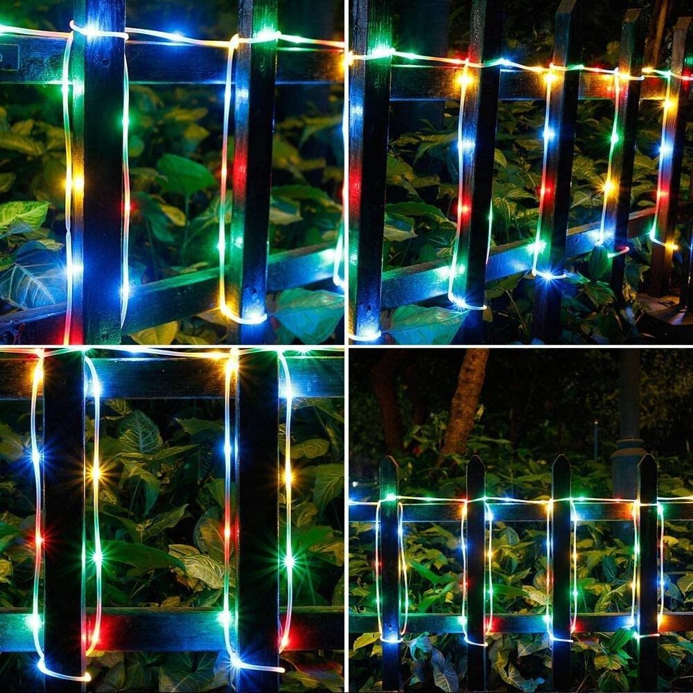 LED Rope Lights Outdoor String Lights Battery Powered with Remote Control, 8 Modes Color Changing Waterproof LED Strip Lights