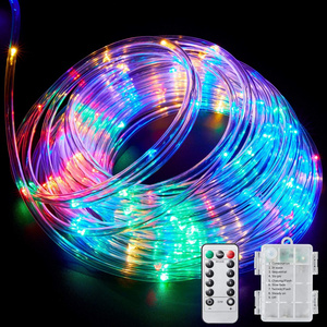 LED Rope Lights Outdoor String Lights Battery Powered with Remote Control, 8 Modes Color Changing Waterproof LED Strip Lights