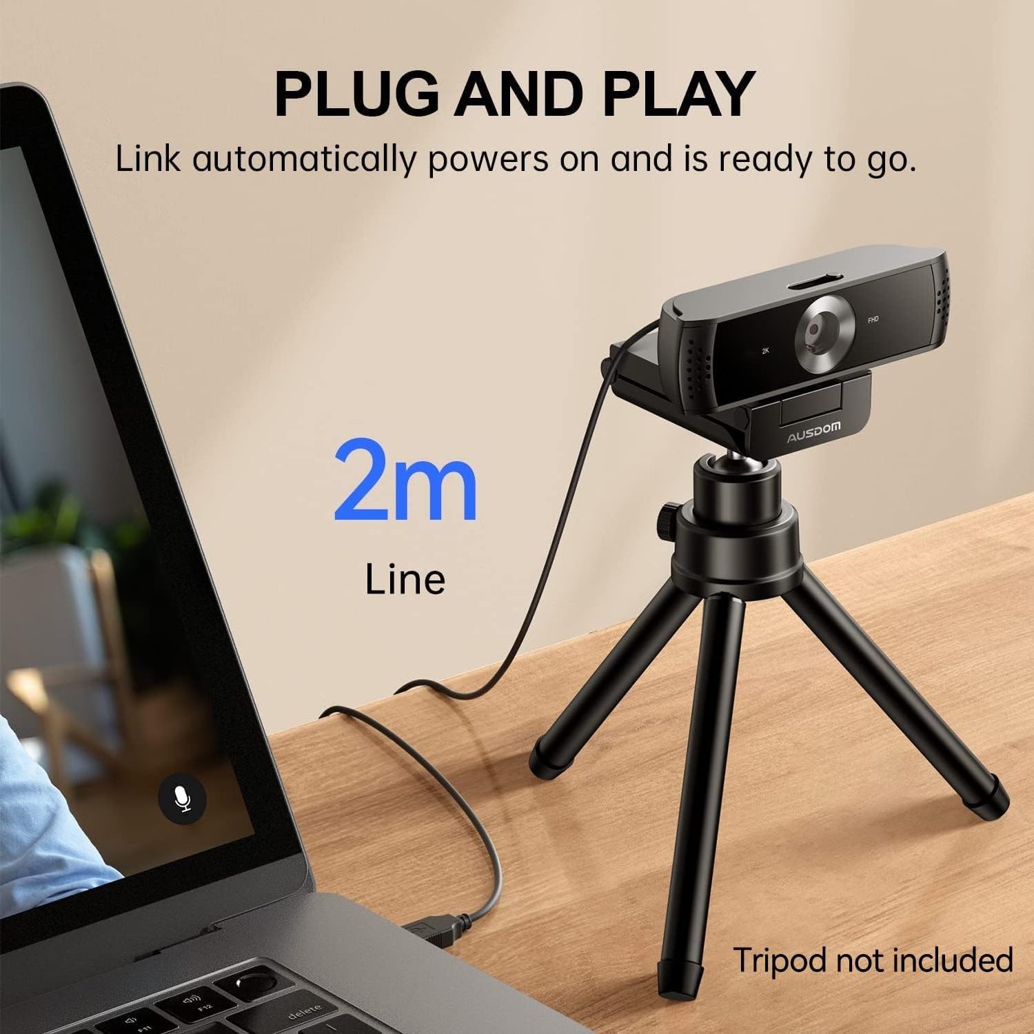 2K QHD plug&play Web Camera Autofocus With Dual Microphones Privacy Digital Skype Computer Notebook Laptop PC Webcam 30