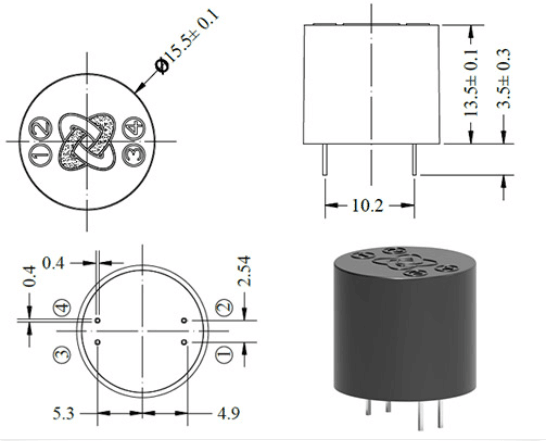 TS-IR01 tilt switch sensor 45 degree roll ball detecting substitute mercury switch