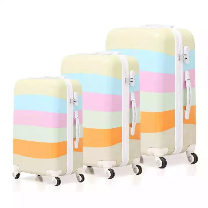 Surface Printed Trolley Suitcase 3pcs Set Hard Shell Baggage Kitty Cat Designs ABS PC Printed Travel Luggage