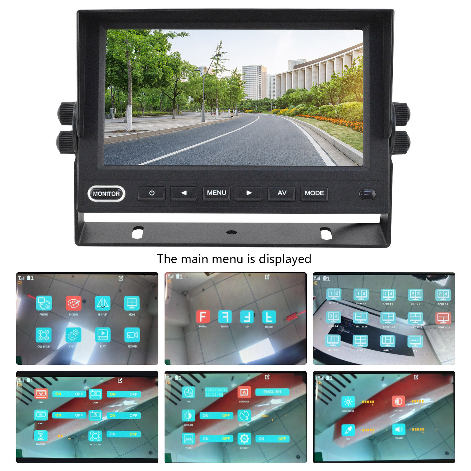 7'' Quad Split IPS Screen Wireless Rear View Camera Waterproof Night Vision 2.4G Digital Wireless Car Rearview Backup Camera Kit