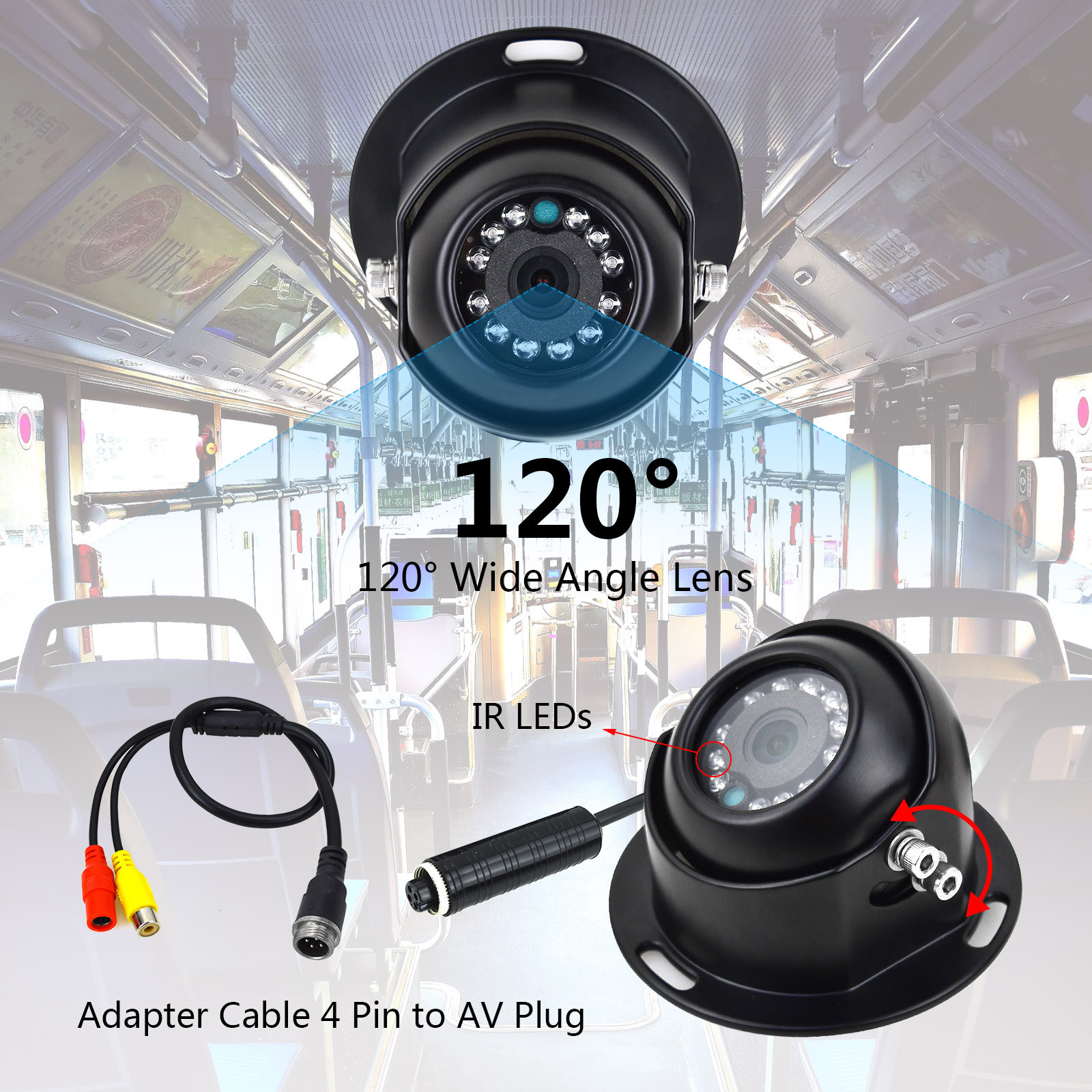 AHD 1080P Waterproof Infrared Night Vision Dome Camera Car Rear View Camera Outdoor Indoor Installation for School Bus