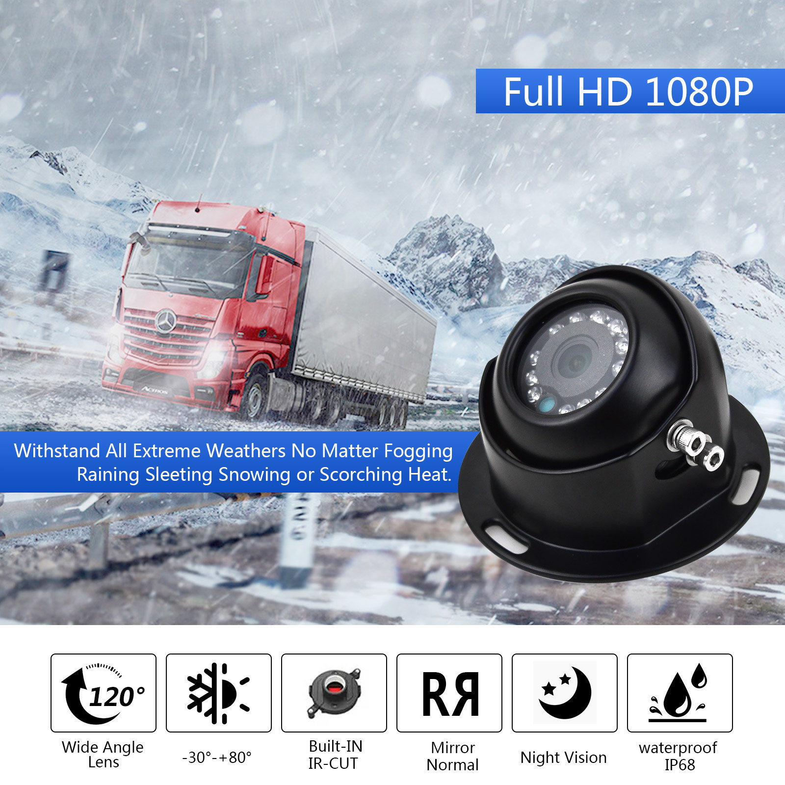 AHD 1080P Waterproof Infrared Night Vision Dome Camera Car Rear View Camera Outdoor Indoor Installation for School Bus