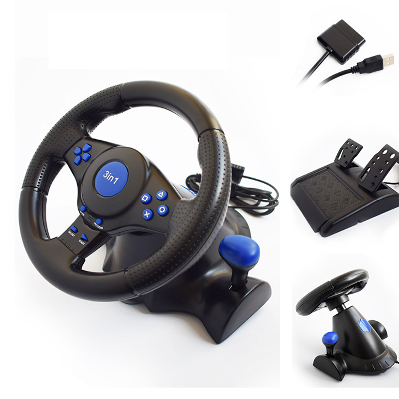 3 in 1 Game Steer Wheel For PS3 PS4 Gaming Racing Wheel For PC Switch XBox One Xboxes 360 Sensory Vibration Game  Steer Wheel