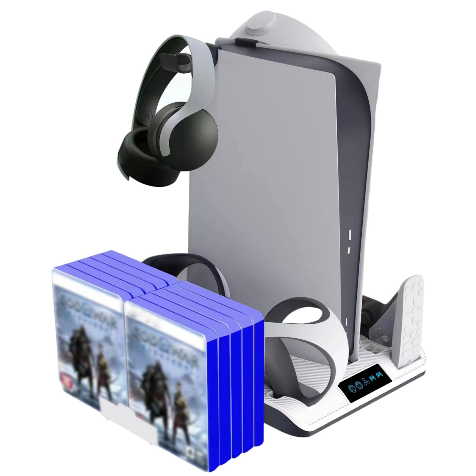 KJH-PVR2-007 Multifunctional Cooling Stand For PSVR2/PS5 Disc Storage Rack Headset Hanger