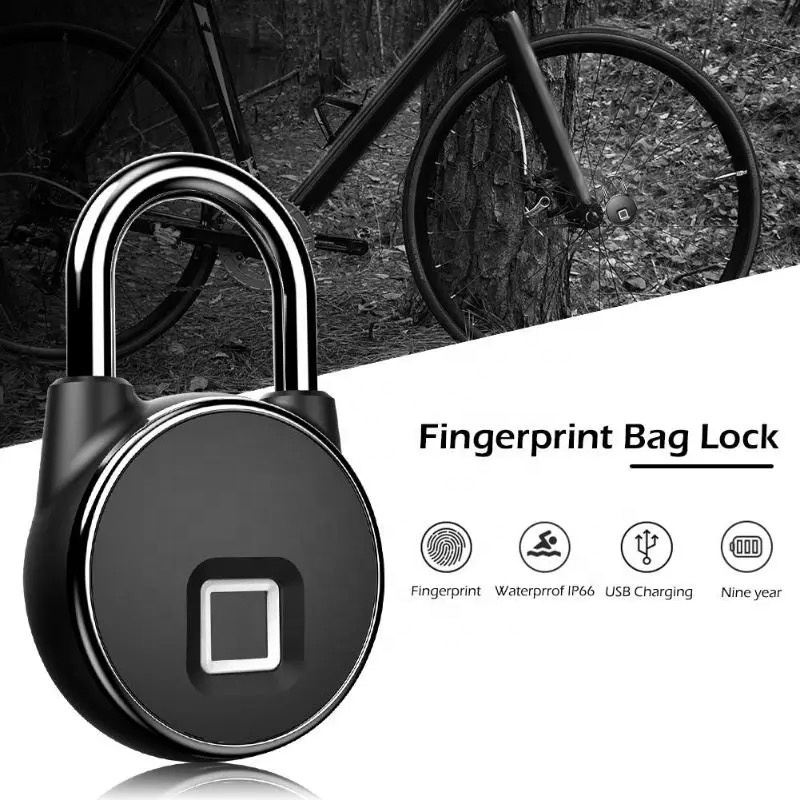 High Quality Anti Theft Fingerprint  For Bike Gym Office Closet Backpack lock Waterproof Smart Fingerprint wireless APP lock